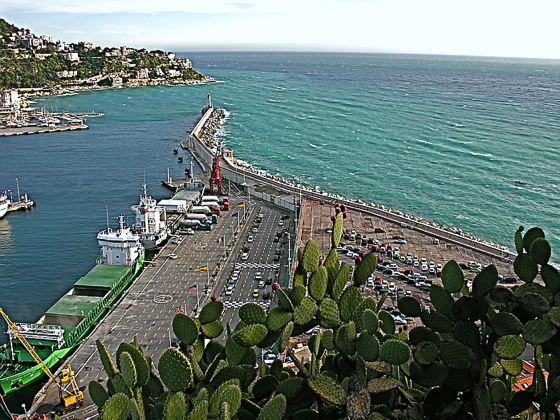 Le port de commerce de Nice vu de la colline du Château port-de-nice