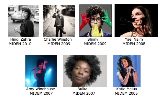 LES LAURÉATS DES CONCERTS MIDEM::Les concerts MIDEM très prisés par les professionnels et le public ont révélé notamment Hindi Zahra, Charley Winston, Amy Winehouse, Sliimy carriere-midem